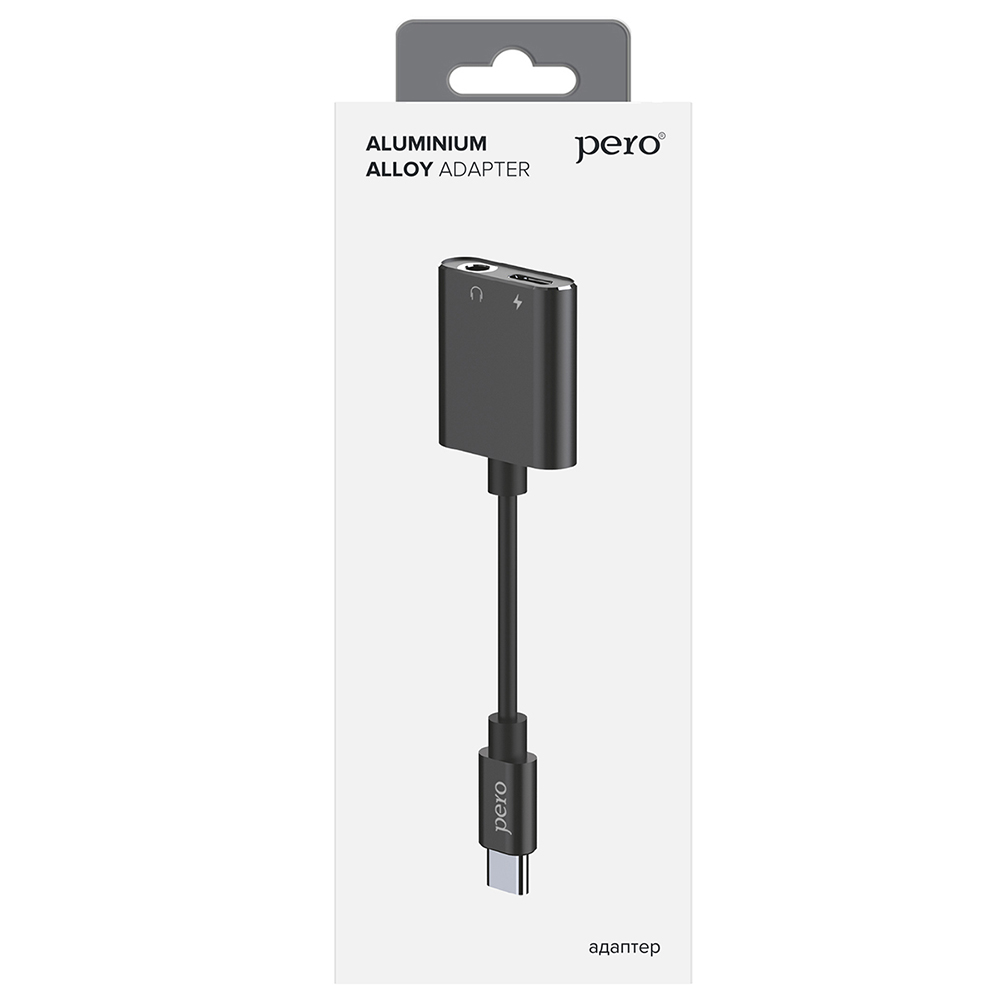 Адаптер PERO AD10 ALLUMINIUM ALLOY USB TYPE-C TO USB TYPE-C / MINI JACK 3.5