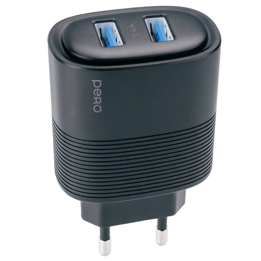 Сетевое зарядное устройство PERO TC08 AUTO MAX, 2USB, 3.4 А