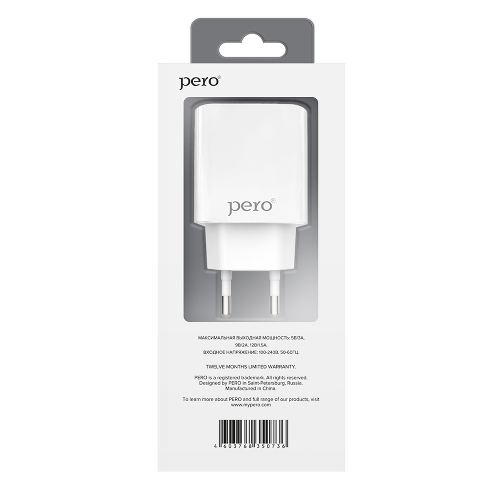 Сетевое зарядное устройство PERO TC03, USB Type-C, PD 18W