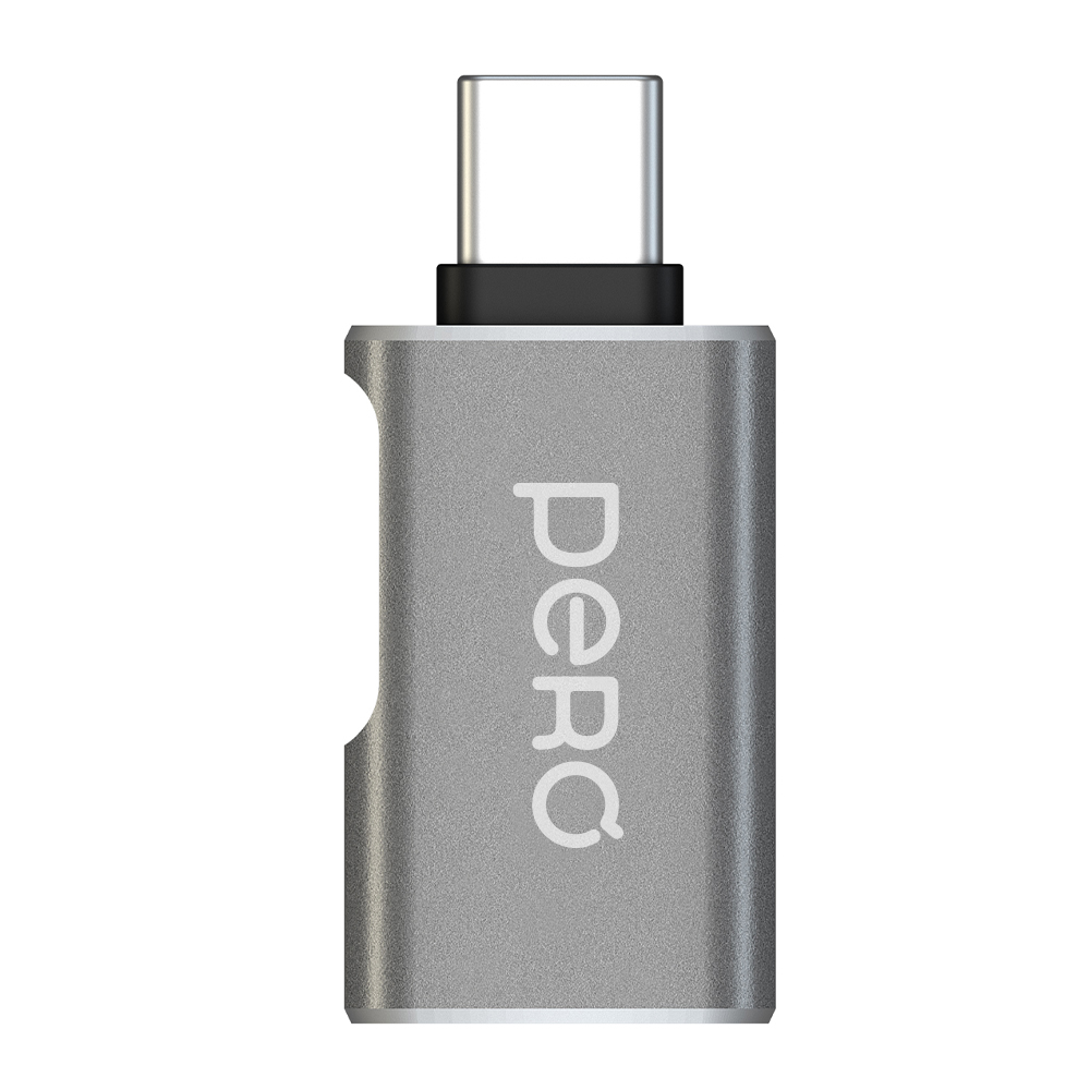Адаптер PERO AD16 OTG, USB-C TO USB-A 3.0, серый
