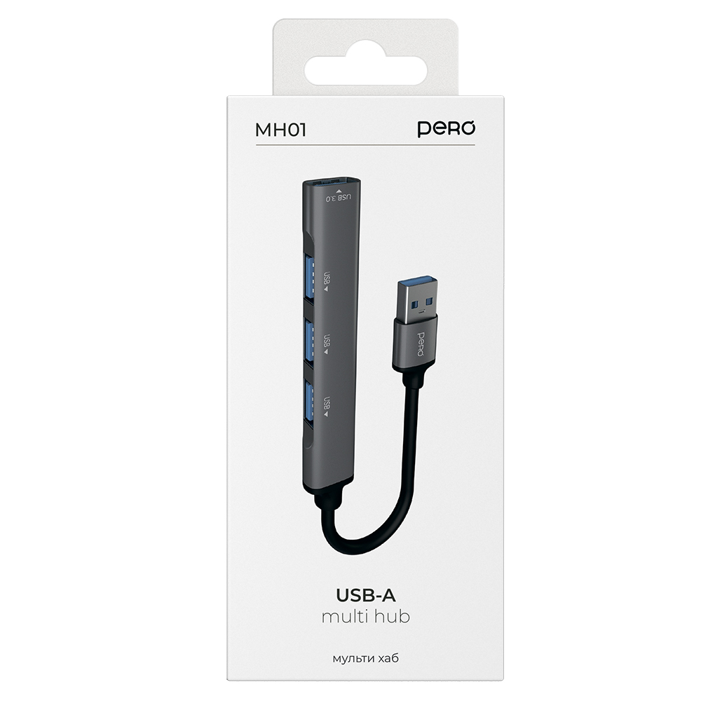 Мульти хаб Pero MH01, USB-A to USB3.0 + USB2.0 + USB2.0 + USB 2.0