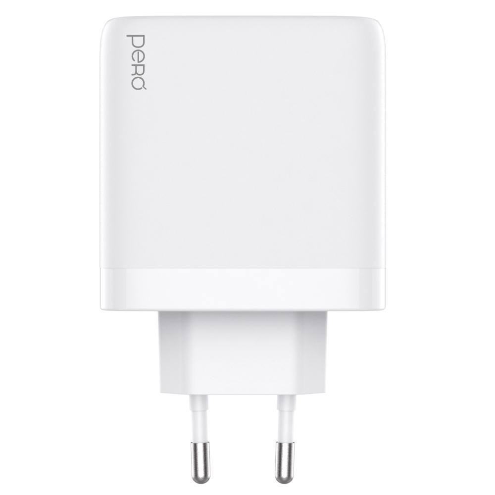 Сетевое зарядное устройство PERO TC22, USB-A QC 3.0 + USB-C PD + USB-C PD, 65W