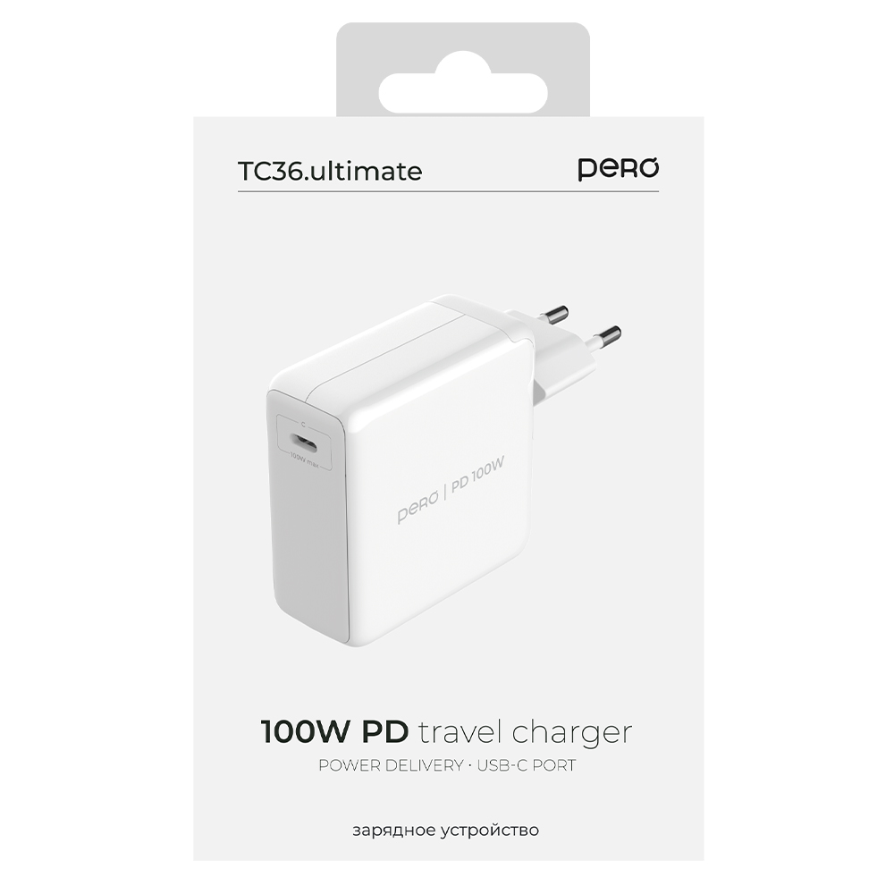 Сетевое зарядное устройство PERO TC36 Ultimate, USB-C PD 3.0, PPS, 100W