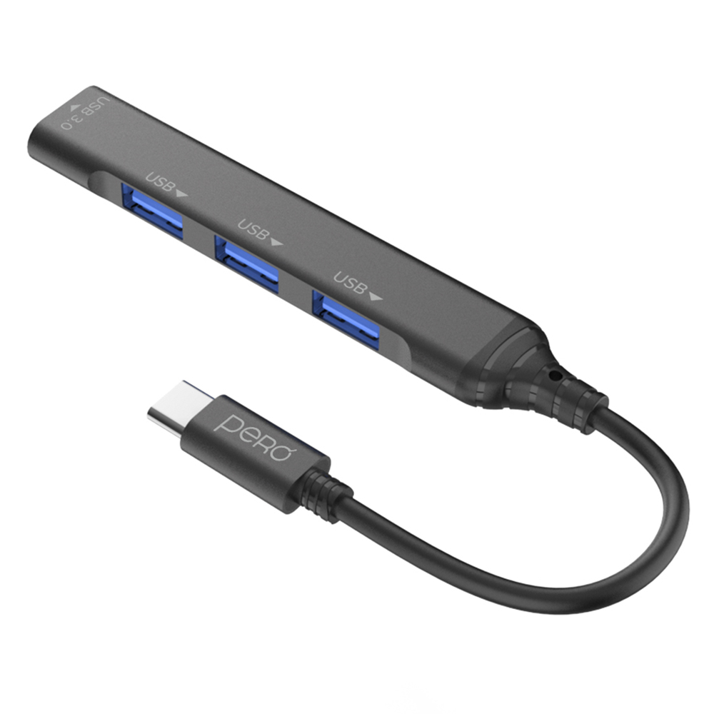 Мульти хаб Pero MH02, USB-C to USB 3.0 + USB 2.0 + USB 2.0 + USB 2.0