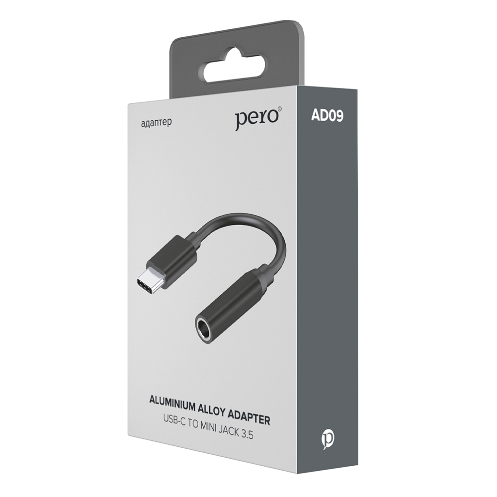 Адаптер PERO AD09 USB TYPE-C TO MINI JACK 3.5 mm