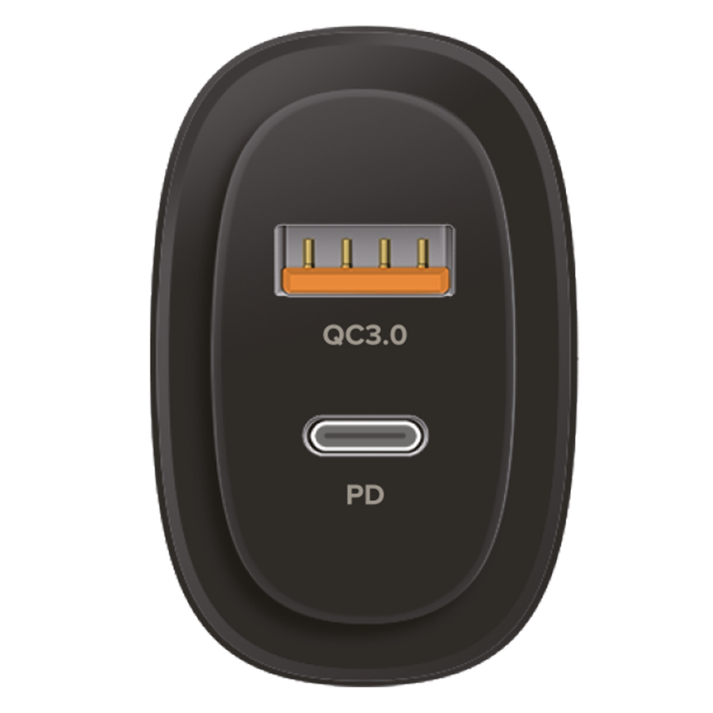 Сетевое зарядное устройство PERO TC11, USB-A QC3.0 + USB-C PD, 45W